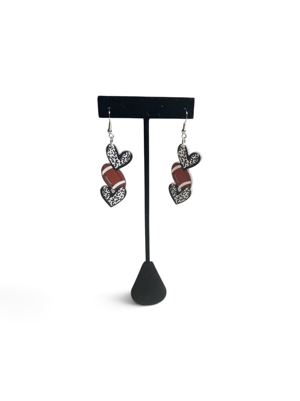 Handcrafted Football Heart Drop Earrings